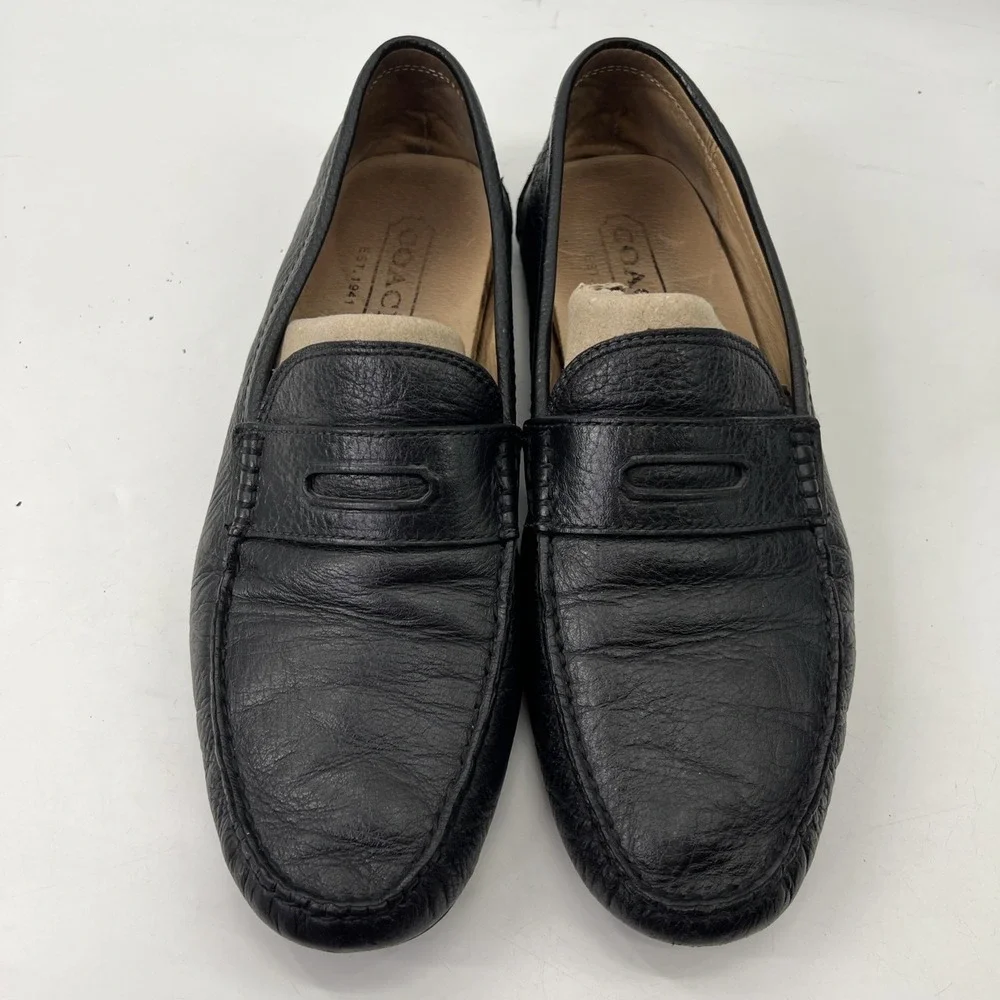 Coach Neal Driving Loafers Men's Size 11M Black Leather Pebbled Comfort
